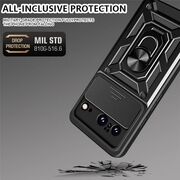 Husa pentru Google Pixel 8a Ring Armor Kickstand Tough Rugged Cover cu protectie camera, negru