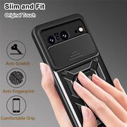 Husa pentru Google Pixel 8a Ring Armor Kickstand Tough Rugged Cover cu protectie camera, negru