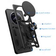 Husa pentru REALME 12+ cu inel Ring Armor Kickstand Tough, protectie camera, negru