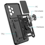 Husa pentru Samsung Galaxy A52, A52s cu inel Ring Armor Kickstand Tough, protectie camera, rose gold