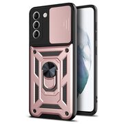 Husa pentru Samsung Galaxy S21 Plus cu inel Ring Armor Kickstand Tough, protectie camera, rose gold