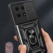 Husa pentru Honor X8a Ring Armor Kickstand Tough Rugged Cover cu protectie camera, rose gold