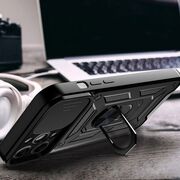 Husa pentru iPhone 15 Pro cu inel Ring Armor Kickstand Tough Rugged, rose gold