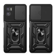 Husa Motorola Moto E22, E22i cu inel Ring Armor Kickstand Tough, protectie camera rose gold