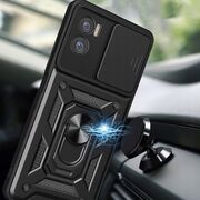 Husa Motorola Moto E22, E22i cu inel Ring Armor Kickstand Tough, protectie camera rose gold