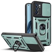 Husa pentru Oppo Reno 6 5G cu inel Ring Armor Kickstand Tough, protectie camera, verde
