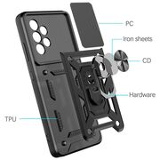 Husa pentru Samsung Galaxy A13 4G cu inel Ring Armor Kickstand Tough, protectie camera, verde
