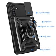 Husa pentru Samsung Galaxy A14 cu inel Ring Armor Kickstand Tough, protectie camera, verde