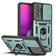 Husa pentru Samsung Galaxy A23 cu inel Ring Armor Kickstand Tough, protectie camera, verde