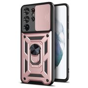 Husa pentru Samsung Galaxy S21 Ultra cu inel Ring Armor Kickstand Tough, protectie camera, rose gold