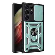 Husa pentru Samsung Galaxy S22 Ultra cu inel Ring Armor Kickstand Tough, protectie camera, verde
