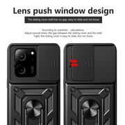 Husa pentru  Xiaomi 13T, 13T Pro Ring Armor Kickstand Tough Rugged Cover cu protectie camera, roz
