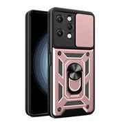 Husa pentru Xiaomi Redmi 12 5G, 4G cu inel Ring Armor Kickstand Tough, protectie camera, rose gold