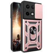 Husa pentru  Xiaomi Redmi Note 13 Pro 5G Ring Armor Kickstand Tough Rugged Cover cu protectie camera, rose gold