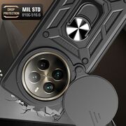 Husa pentru Honor Magic 6 Pro Ring Armor Kickstand Tough Rugged Cover cu protectie camera, rose gold