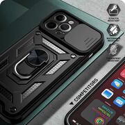 Husa pentru iPhone 11 Pro Max cu inel Ring Armor Kickstand Tough, protectie camera, verde