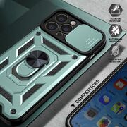 Husa pentru iPhone 13 Pro cu inel Ring Armor Kickstand Tough, protectie camera, verde