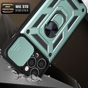 Husa pentru iPhone 13 Pro Max cu inel Ring Armor Kickstand Tough, protectie camera, verde