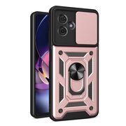 Husa pentru Motorola Moto G54, G54 Power Edition cu inel Ring Armor Kickstand Tough, protectie camera, rose gold