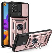Husa pentru Samsung Galaxy A21s cu inel Ring Armor Kickstand Tough, protectie camera, rose gold