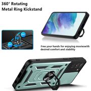 Husa pentru Samsung Galaxy S21 FE cu inel Ring Armor Kickstand Tough, protectie camera, verde