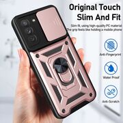 Husa pentru Samsung Galaxy S21 FE cu inel Ring Armor Kickstand Tough, protectie camera, rose gold
