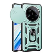 Husa pentru Xiaomi 14 Ultra cu inel Ring Armor Kickstand Tough, protectie camera, verde