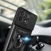 Husa pentru  Xiaomi Poco X6 Pro Ring Armor Kickstand Tough Rugged Cover cu protectie camera, verde