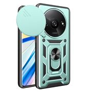 Husa pentru Xiaomi Redmi A3 cu inel Ring Armor Kickstand Tough, protectie camera, verde