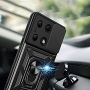 Husa pentru  Xiaomi Redmi Note 13 Pro 4G Ring Armor Kickstand Tough Rugged Cover cu protectie camera, roz