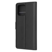 Husa pentru  Honor X6a tip carte cu inchidere magnetica, compartimente pentru carduri si functie stand, negru