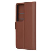 Husa pentru  Honor X7b tip carte cu inchidere magnetica, compartimente pentru carduri si functie stand, maro