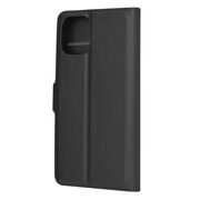 Husa pentru iPhone 12 tip carte cu inchidere magnetica, compartimente pentru carduri si functie stand, negru