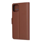 Husa pentru  iPhone 14 tip carte cu inchidere magnetica, compartimente pentru carduri si functie stand, maro