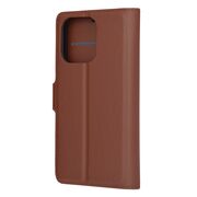Husa pentru  iPhone 14 Pro  tip carte cu inchidere magnetica, compartimente pentru carduri si functie stand, maro