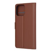 Husa pentru  iPhone 14 Pro Max tip carte cu inchidere magnetica, compartimente pentru carduri si functie stand, maro
