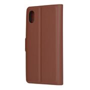 Husa pentru iPhone XR tip carte cu inchidere magnetica, compartimente pentru carduri si functie stand, maro