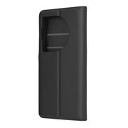 Husa pentru  OnePlus 12 tip carte cu inchidere magnetica, compartimente pentru carduri si functie stand, negru