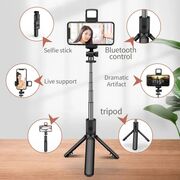 Selfie stick Bluetooth cu telecomanda si LED Techsuit S03-S