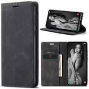 Husa tip carte pentru Realme 12+ Retro Business cu inchidere magnetica, negru