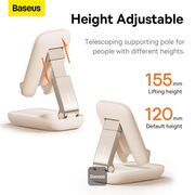 Suport telefon birou cu oglinda Baseus Seashell, bej, B10551501411-00