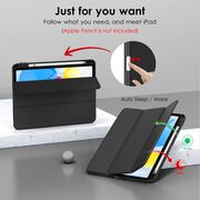 Husa pentru iPad 11 2025, ​iPad 10 2022 Soft Shell cu functie wake-up/sleep si compartiment pentru Apple Pen, tip stand, negru