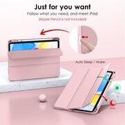 Husa pentru iPad 11 2025, iPad 10 2022 Soft Shell cu functie wake-up/sleep si compartiment pentru Apple Pen, tip stand, roz