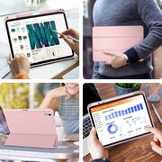 Husa pentru iPad 11 2025, iPad 10 2022 Soft Shell cu functie wake-up/sleep si compartiment pentru Apple Pen, tip stand, roz