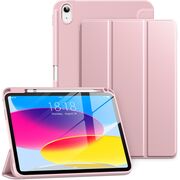 Husa pentru iPad 11 2025, iPad 10 2022 Soft Shell cu functie wake-up/sleep si compartiment pentru Apple Pen, tip stand, roz