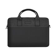 Geanta pentru laptop pana la 16 inch Premium Quality, curea de umar, buzunar frontal cu fermoar, multiple compartimente, negru