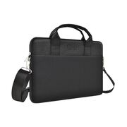 Geanta pentru laptop pana la 16 inch Premium Quality, curea de umar, buzunar frontal cu fermoar, multiple compartimente, negru