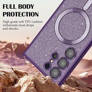 Husa pentru iPhone 15 Pro Max cu MagSafe Sparkle Glare Detachable Layer, cu protectie lentile - light purple