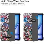 Husa pentru Apple iPad Pro 13 (2024) M4 cu functie wake-up/sleep, tip stand, graffiti