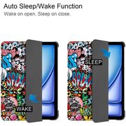 Husa pentru Apple iPad Air 13 2025 / 2024 M3, M2 cu functie wake-up/sleep, tip stand, graffiti